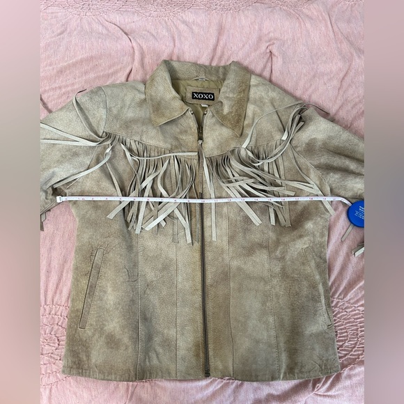 GENUINE LEATHER SUEDE FRINGED JACKET. XOXO - Picture 10 of 10